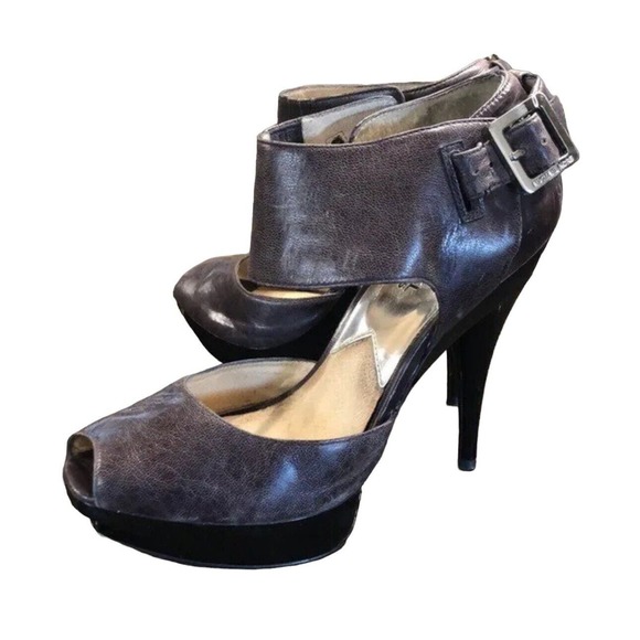 Michael Kors open toe ankle strap heels Women’s Size 6.5 Distressed Brown - Picture 1 of 9